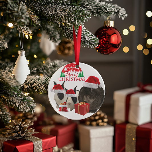Cute Merry Christmas Bunny Ceramic Christmas Ornament