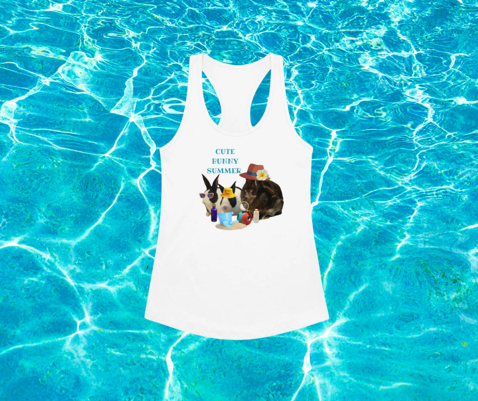 Detective B Cute Bunny Summer Women’s Fitted Racerback Tank Top