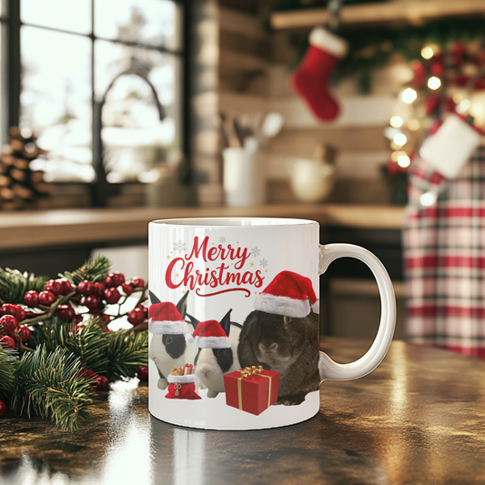 Cute Merry Christmas Bunny Snowflake Coffee Mug