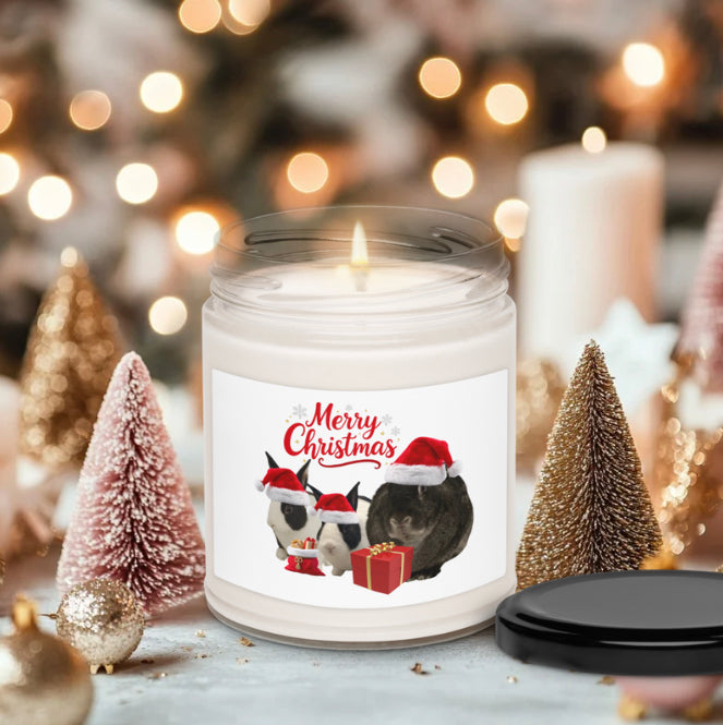 Cute Merry Christmas Bunny Snowflake Glass Jar Candle