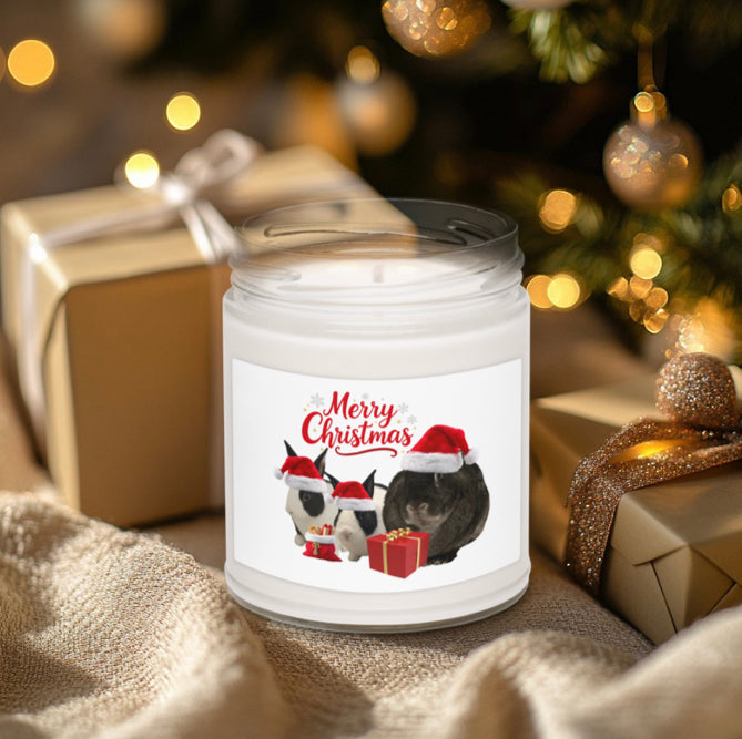 Cute Merry Christmas Bunny Snowflake Glass Jar Candle