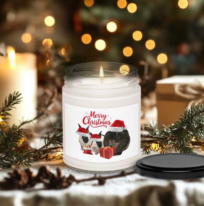 Cute Merry Christmas Bunny Snowflake Glass Jar Candle